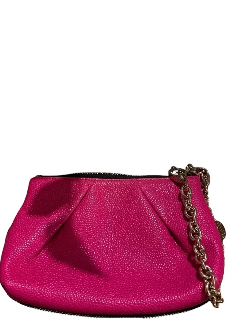 Henri Bendel Hot Pink Textured Pebbled Leather Wristlet Clutch NWOT - Picture 3 of 7